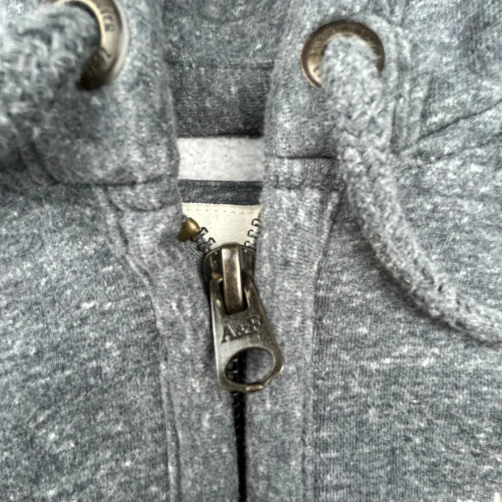 Abercrombie & Fitch Mens S Heather Grey Full Zip Hoodie Moose Logo‎ Y2K Vintage